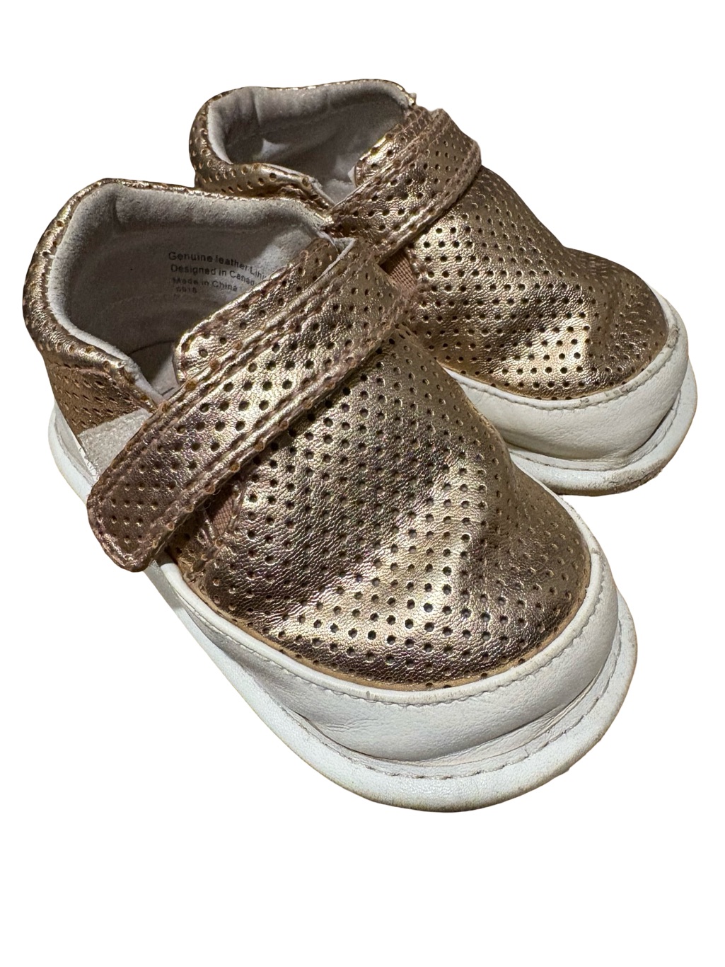 Jack And Lily Metallic Gold Leather Slip-On Sneakers - Size 18-24m